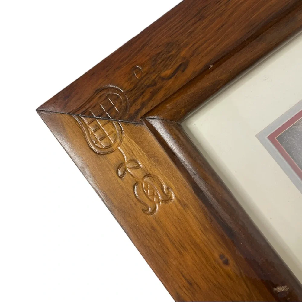 Vintage Picture Farmhouse Cottage Amish Country Hand Crafted Engraved Wood Frame